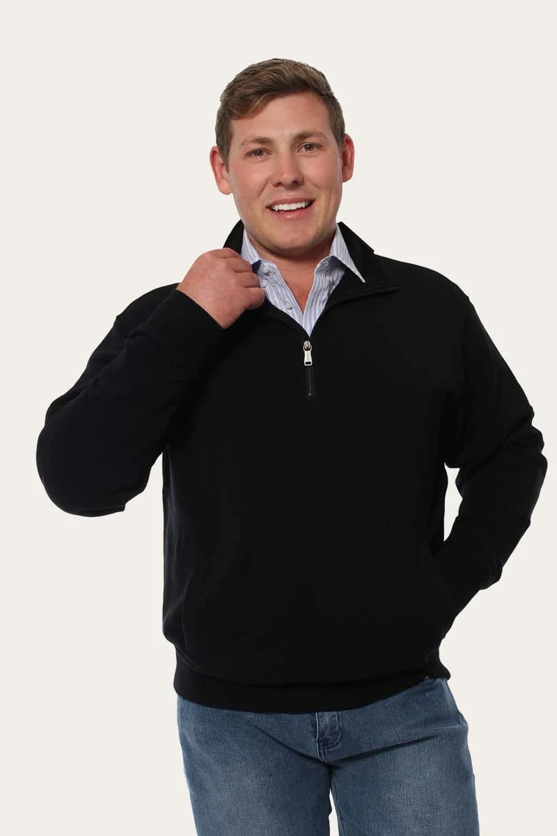 Gippsland Mens Pullover Wool Sweater - Black