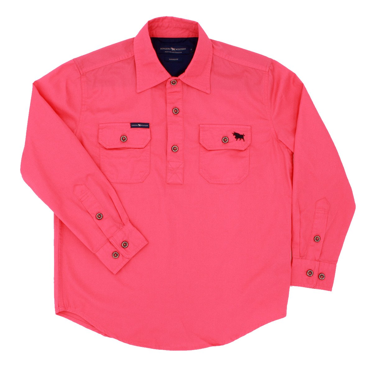 Ord River Half Button Kids Work Shirt - Melon