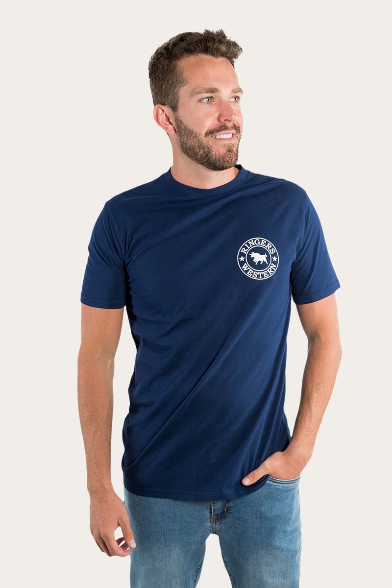 Signature Bull Mens Classic Fit T-Shirt - Navy/White