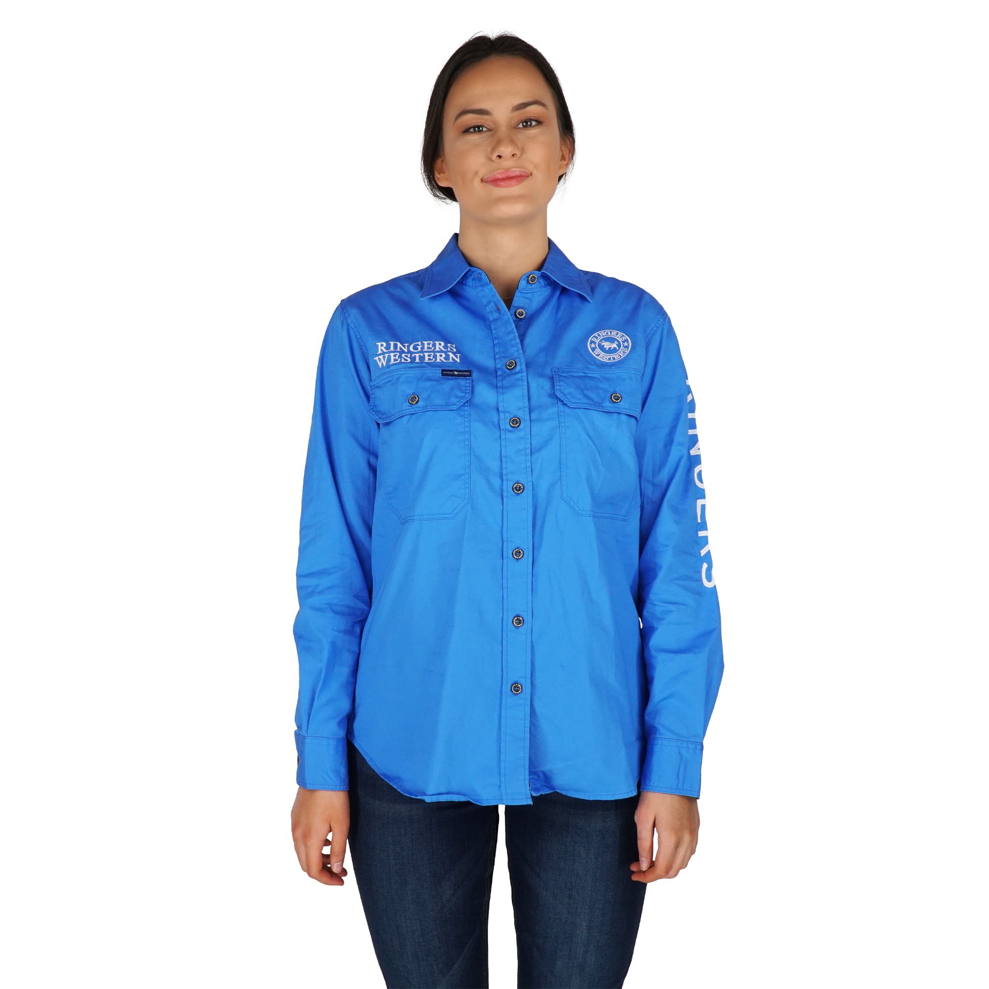 Signature Jillaroo Womens Full Button Work Shirt - Blue