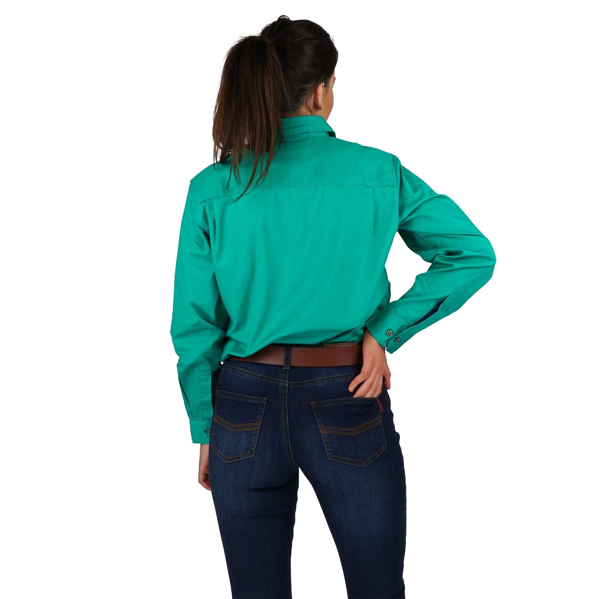 Pentecost River Womens Half Button Work Shirt - Green
