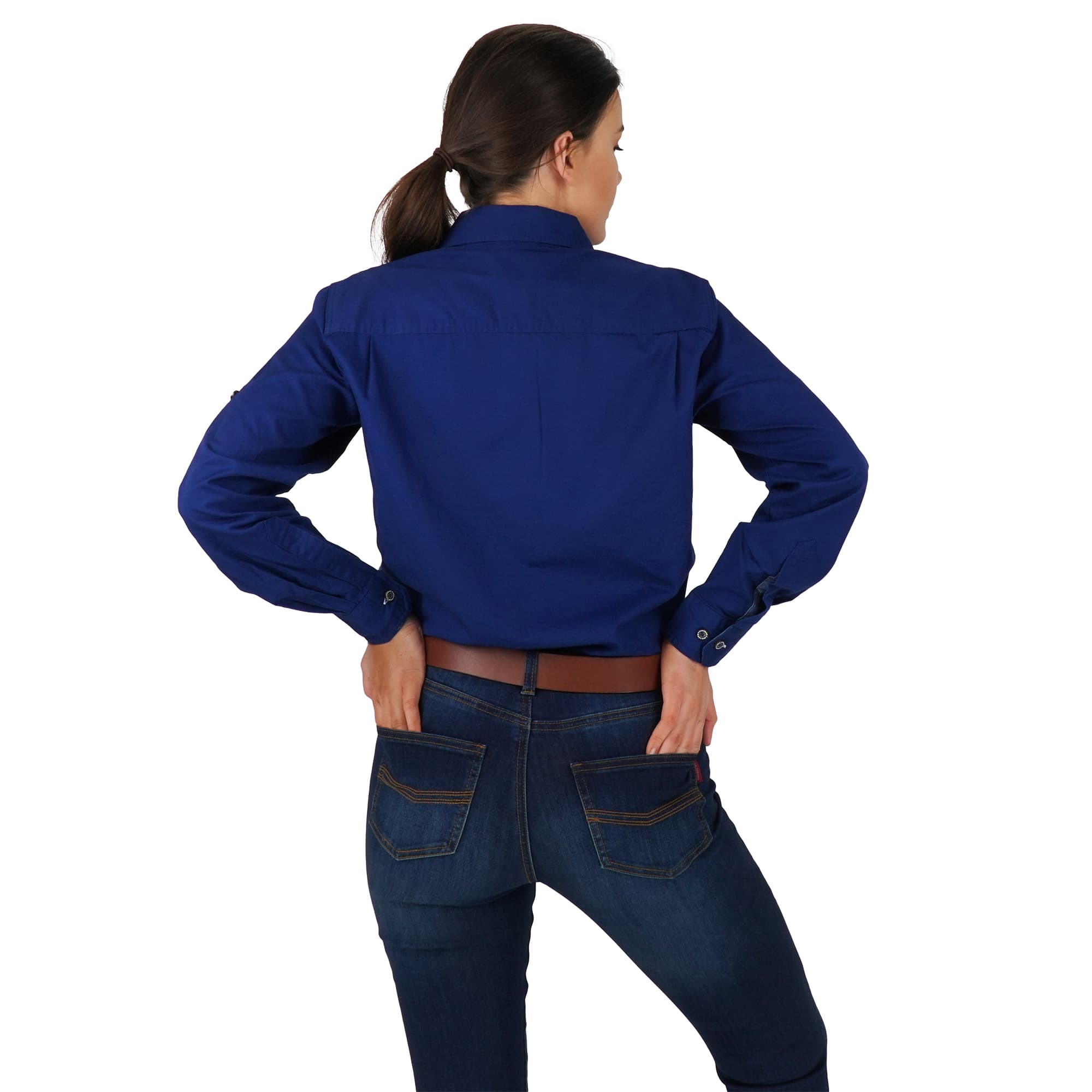 Pentecost River Womens Half Button Work Shirt - Navy
