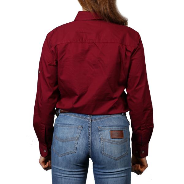 Pentecost River Womens Full Button Work Shirt - Burgundy