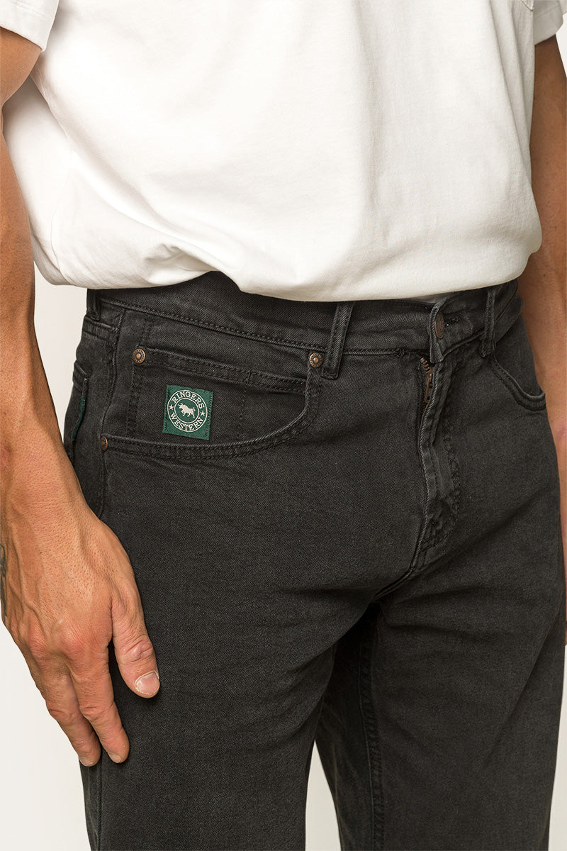 Muster Mens Slim Straight Fit Mid Rise Jean - Black