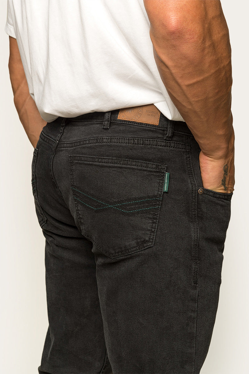 Muster Mens Slim Straight Fit Mid Rise Jean - Black