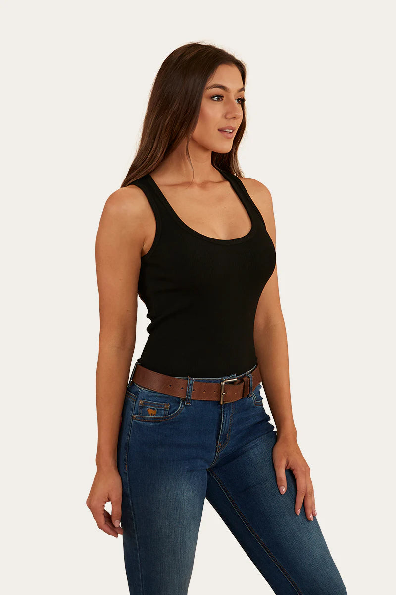 Paige Womens Cropped 2x2 Rib Tank - Black