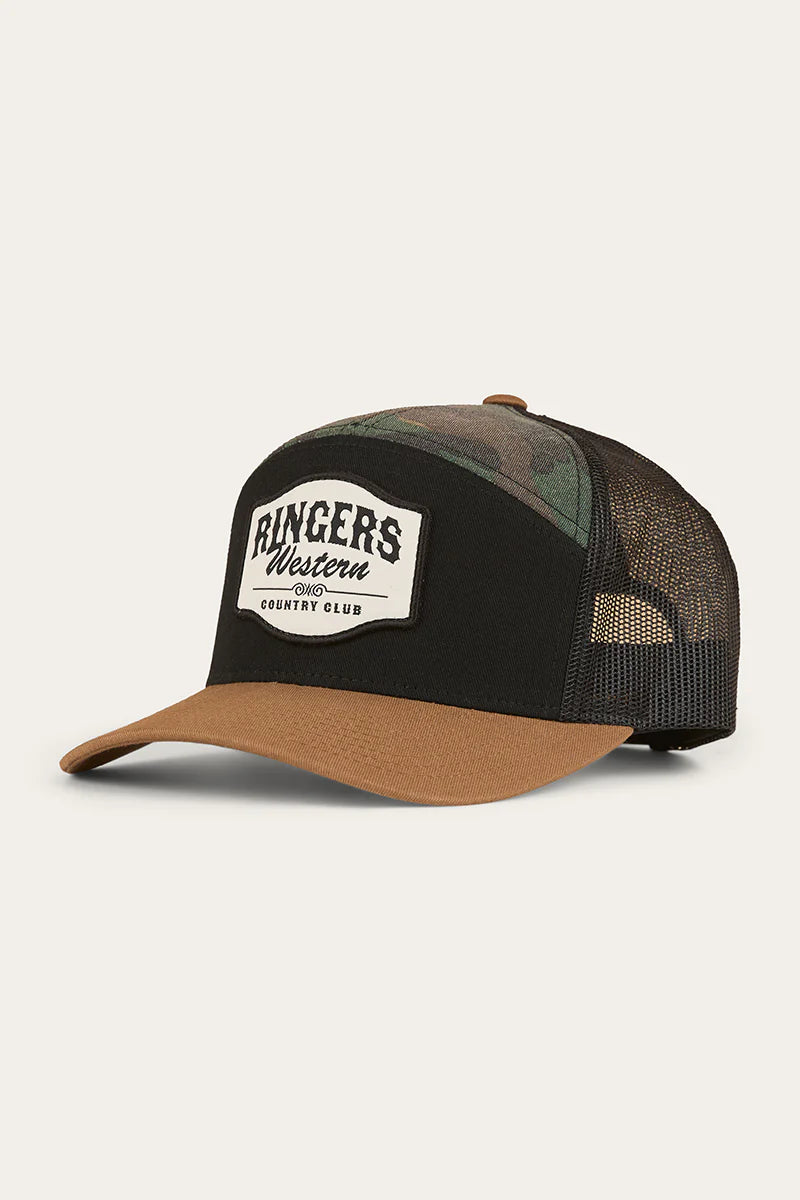 Country Club 7 Panel Cap - Black/Camo