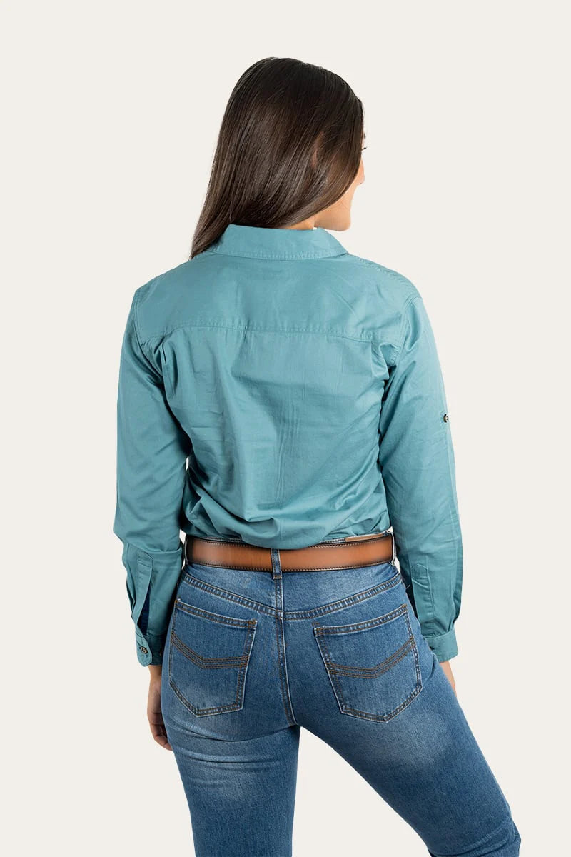 Pentecost River Womens Full Button Work Shirt- Dusty Jade