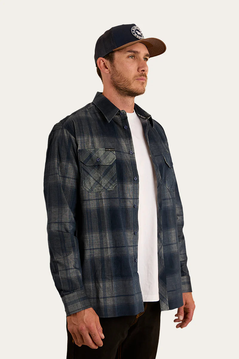 Glenferrie Mens Flannel - Off White/Navy