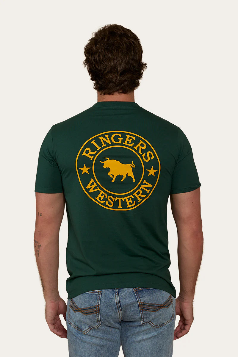Signature Bull Mens Classic Fit T-Shirt - Pine/Yellow