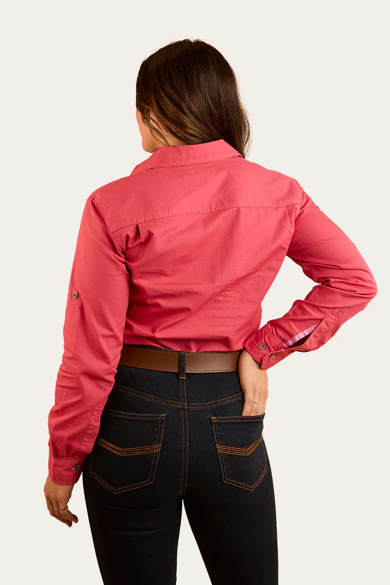 Pentecost River Womens Half Button Work Shirt - Camelia Rose/ Ballet Pink