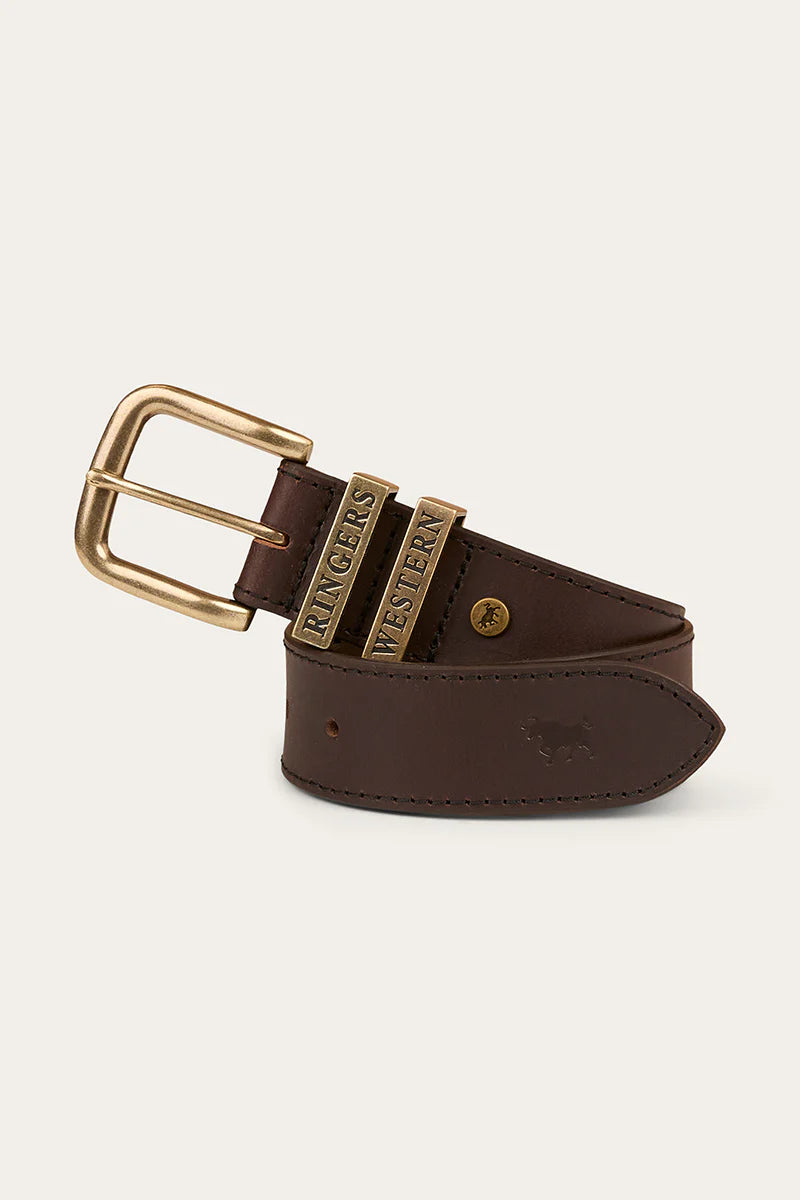 James Kids Belt - Dark Brown/Gold