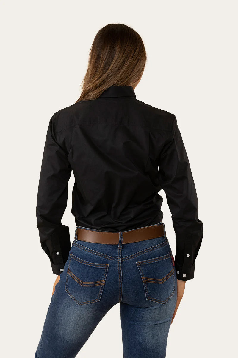 HERITAGE WOMENS PLAIN TWILL DRESS SHIRT - BLACK - Ringers Western Toowoomba