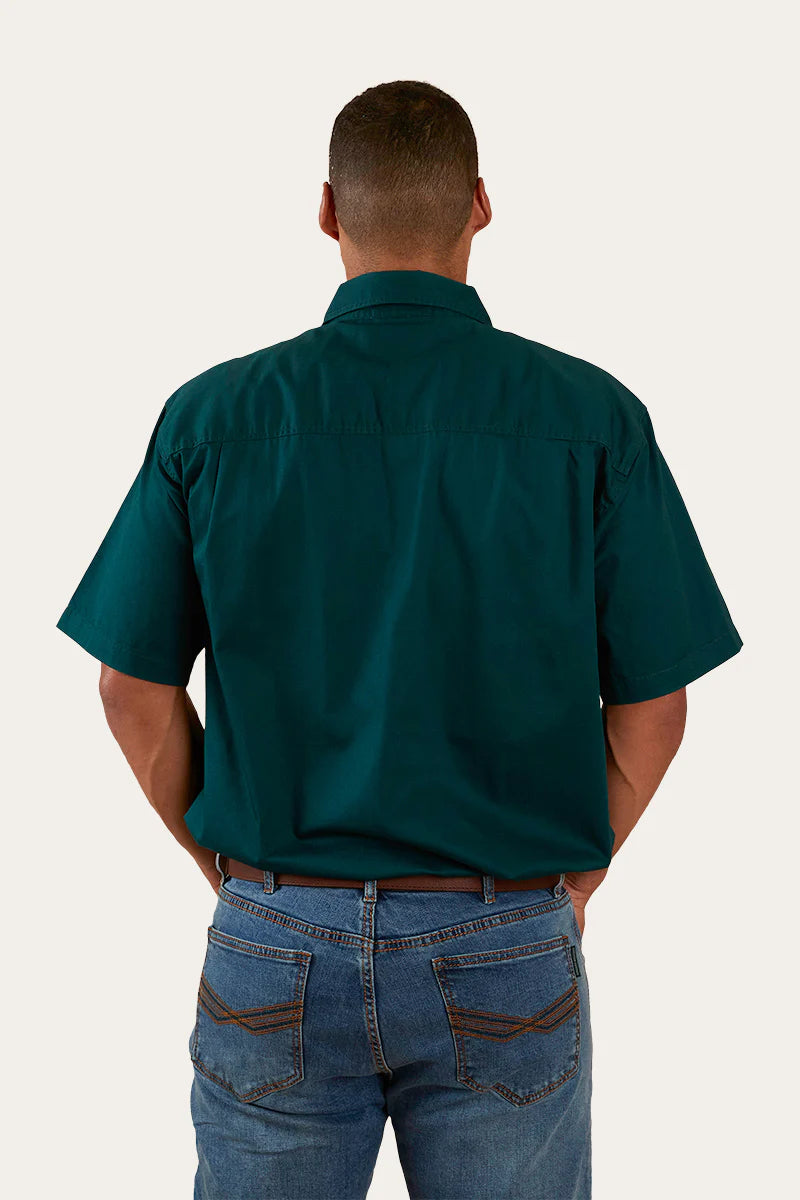 Pack Saddle Mens Short Sleeve Half Button Work Shirt  - Groundsheet Green