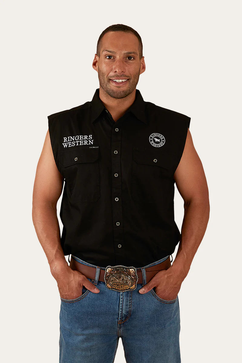 Hawkeye Mens Sleeveless Work Shirt - Black