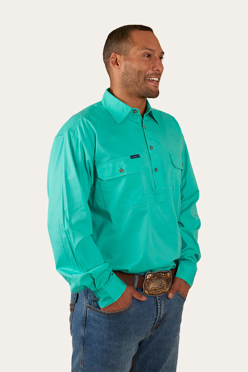 King River Mens Half Button Work Shirt - Mint
