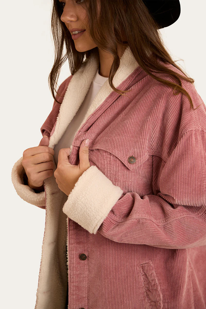 Lacey Womens Sherpa Jacket - Rosey Pink