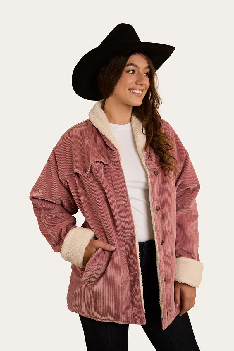 Lacey Womens Sherpa Jacket - Rosey Pink