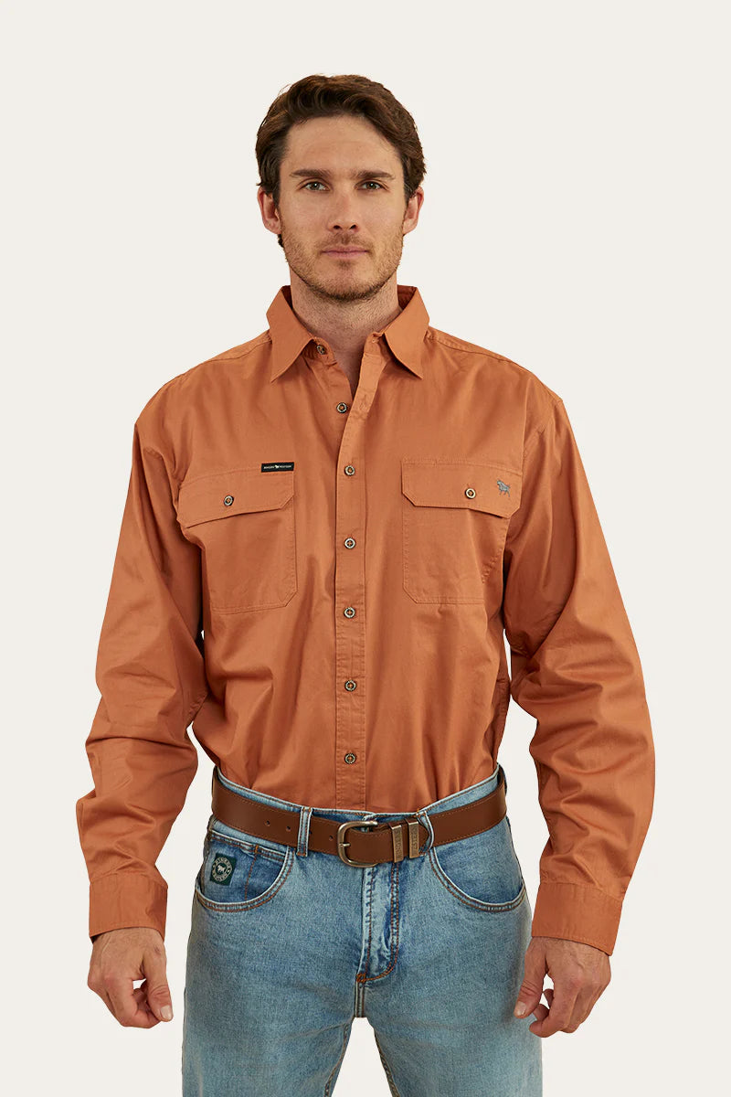 King River Mens Full Button Work Shirt- Copper