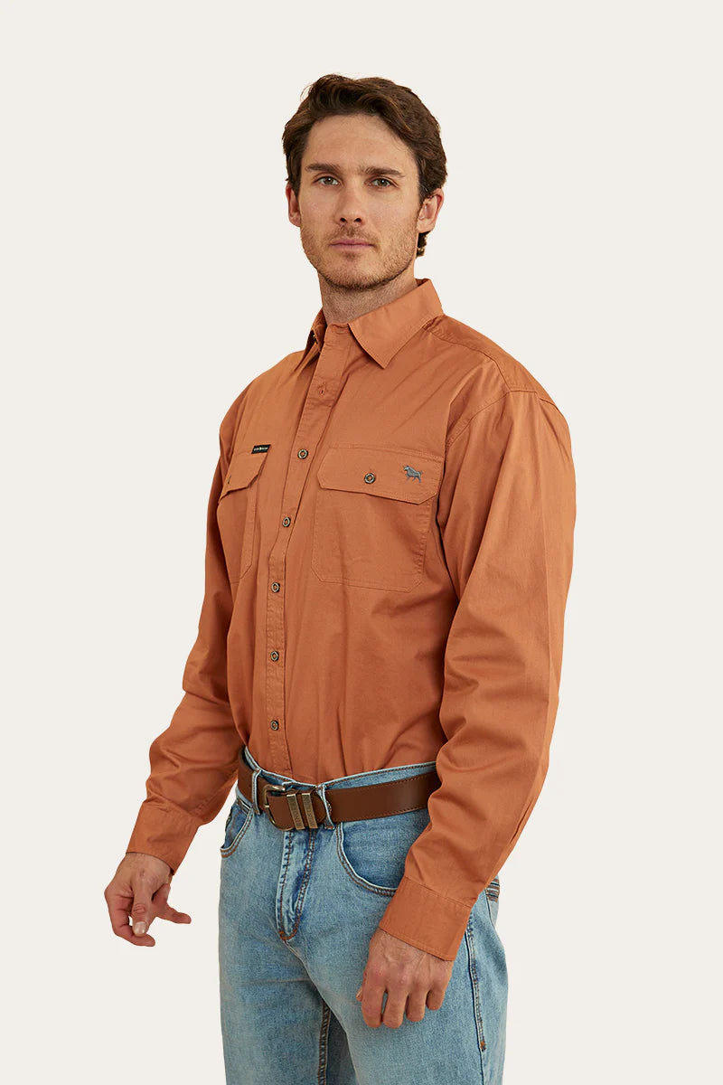King River Mens Full Button Work Shirt- Copper