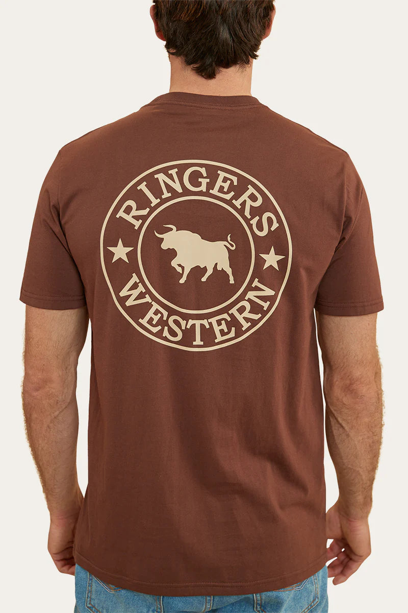Signature Bull Mens Classic Fit T-Shirt  - Chocolate/Dark Sand