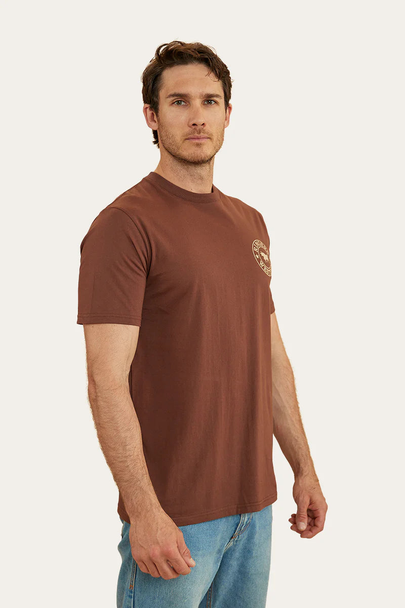 Signature Bull Mens Classic Fit T-Shirt  - Chocolate/Dark Sand