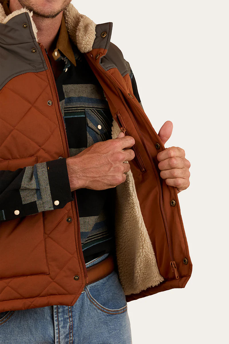 McKinlay Mens Puffer Vest - Tobacco /Charcoal