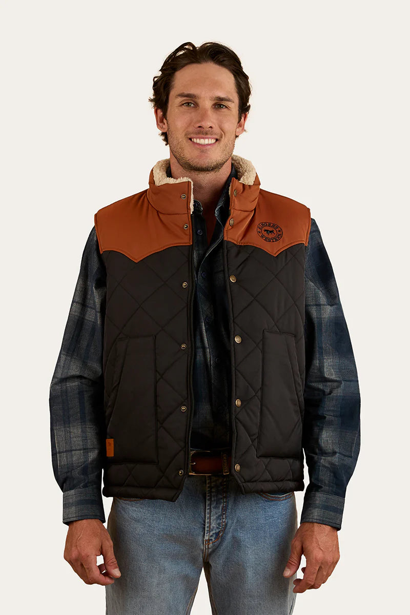 McKinlay Mens Puffer Vest - Black/Tobacco
