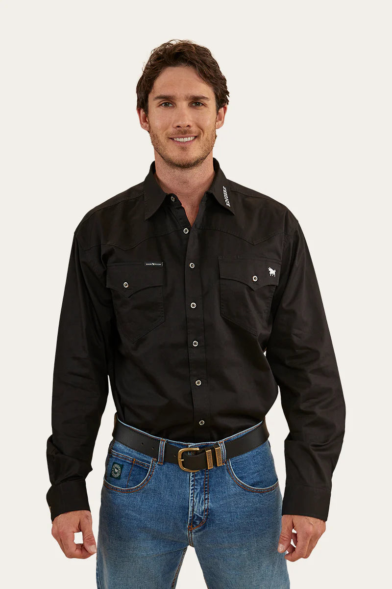 Holstein Mens Full Button Work Shirt  - Black