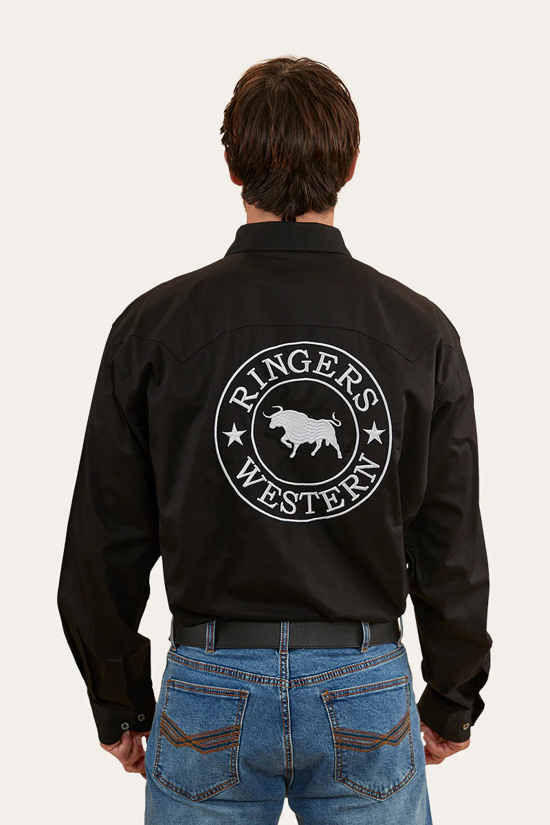 Holstein Mens Full Button Work Shirt  - Black