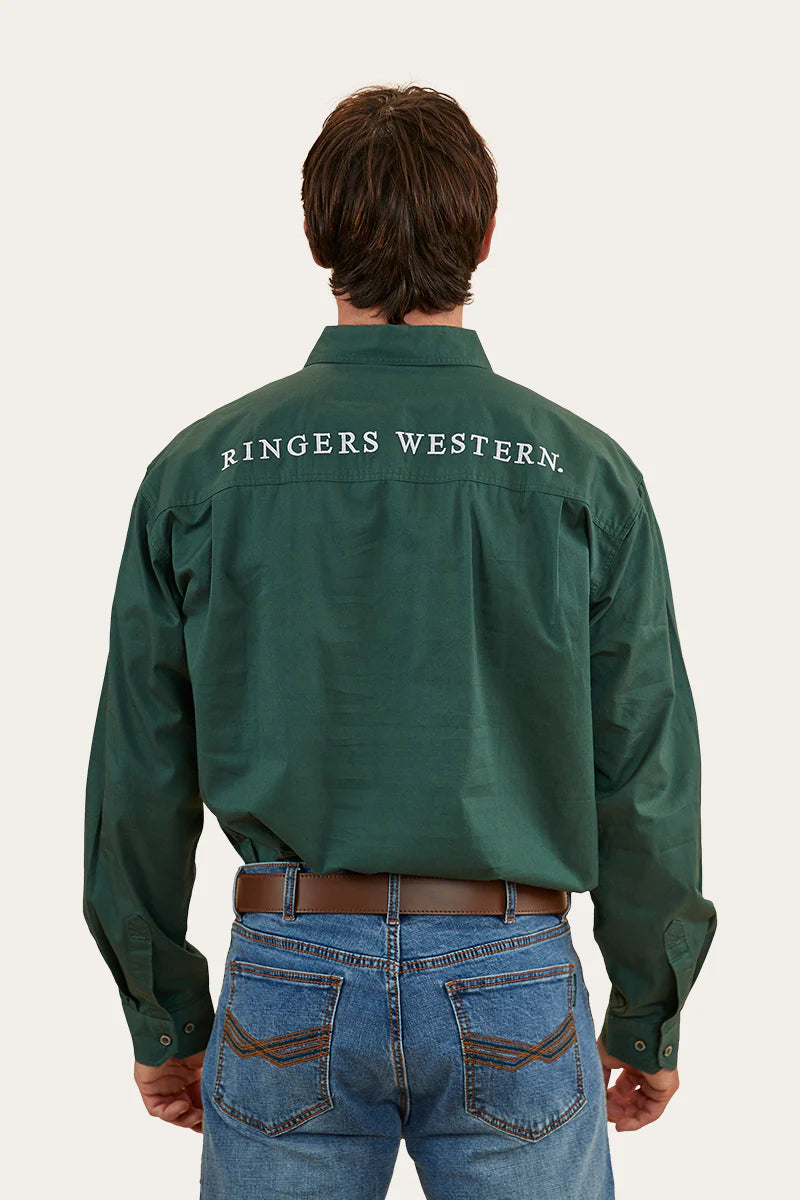 Kreiger Mens Half Button Work Shirt- Pine