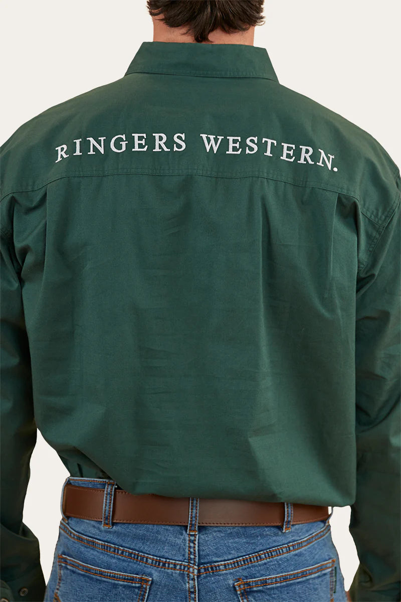 Kreiger Mens Half Button Work Shirt- Pine