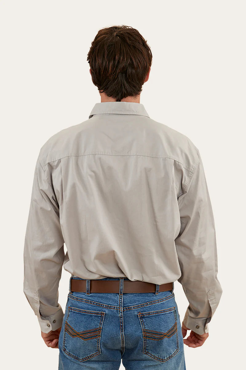 Tempest Mens Half Button Work Shirt  - Beige