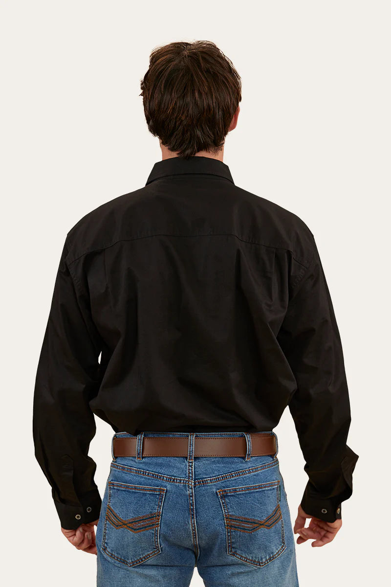 Tempest Mens Half Button Work Shirt  - Black