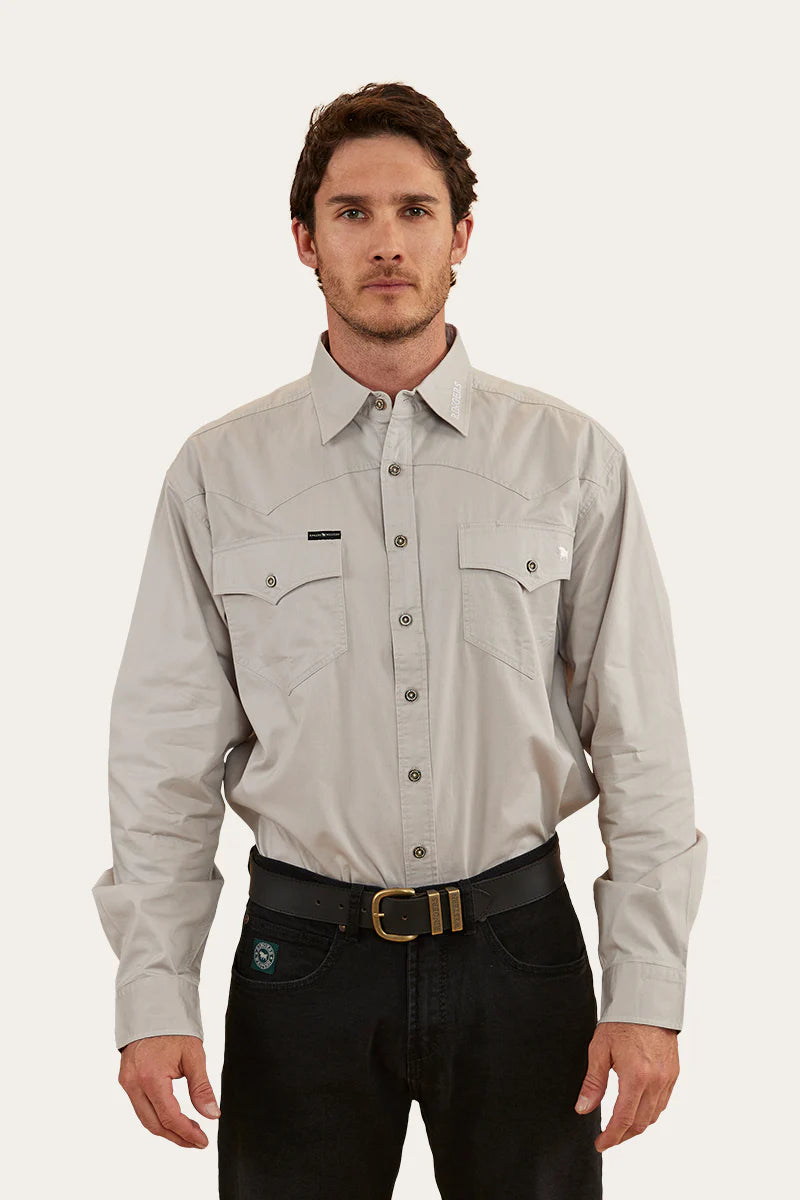 Holstein Mens Full Button Work Shirt  - Beige