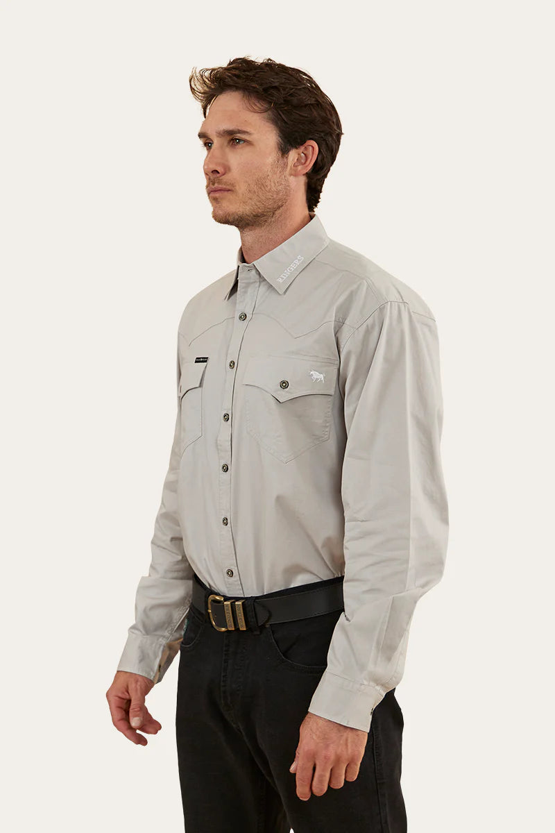 Holstein Mens Full Button Work Shirt  - Beige