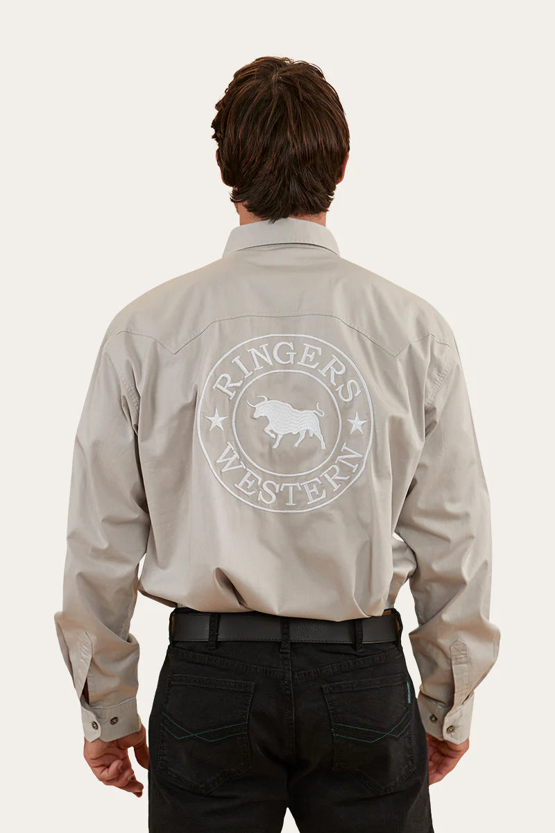 Holstein Mens Full Button Work Shirt  - Beige