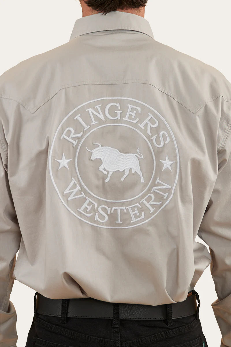 Holstein Mens Full Button Work Shirt  - Beige