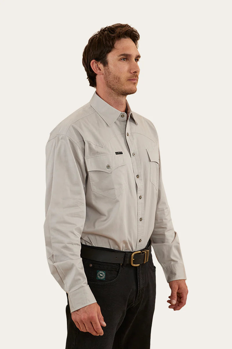 Holstein Mens Full Button Work Shirt  - Beige