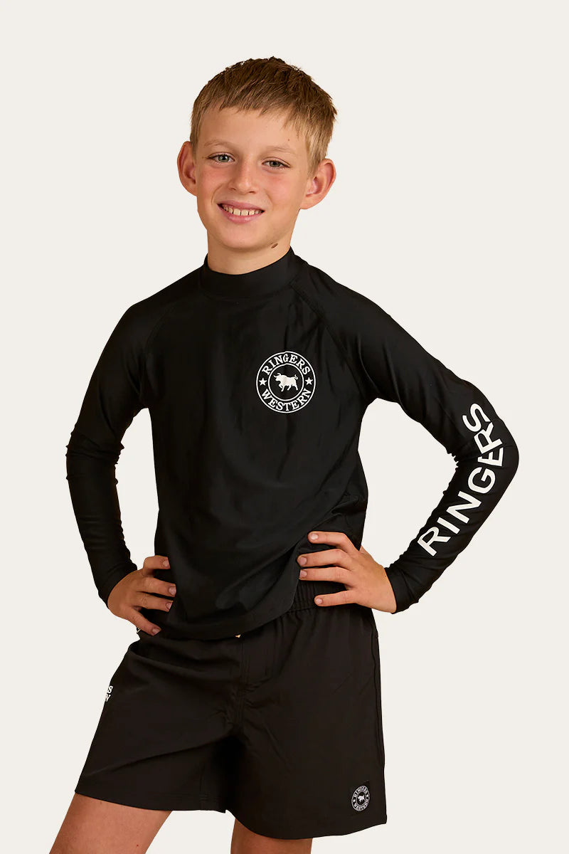 Davey Boys Swim Rashie - Black/White
