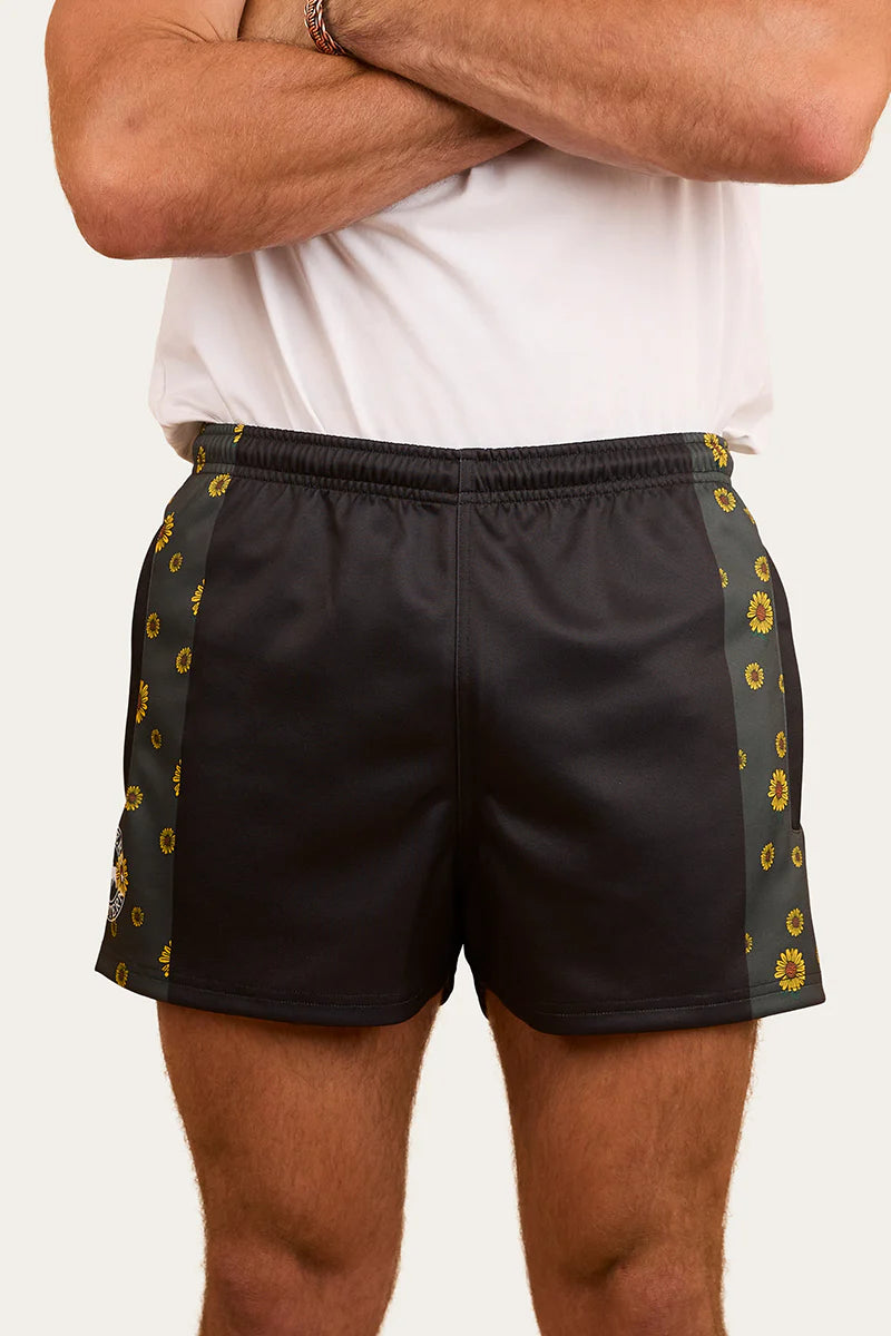 Sunflowers Footy Short - Black/Multi