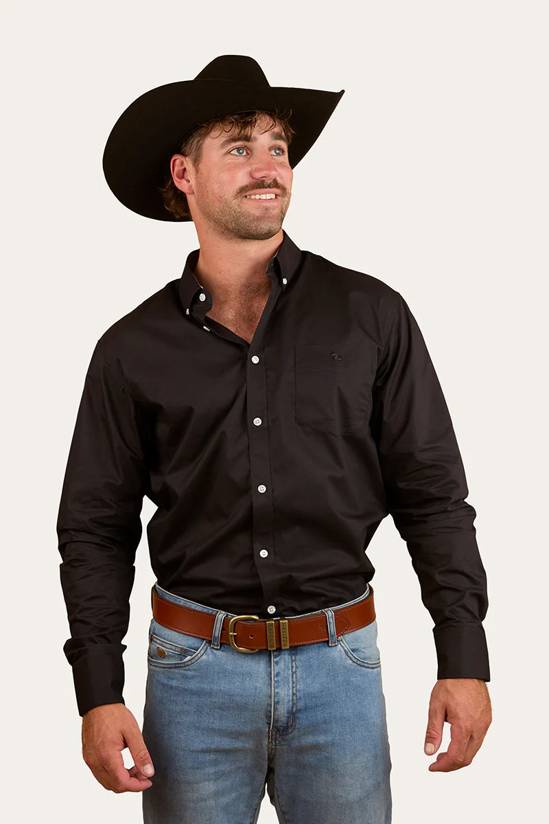 Heritage Mens Plain Dress Shirt  - Black