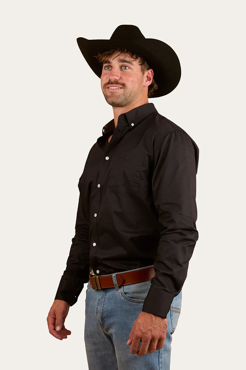 Heritage Mens Plain Dress Shirt  - Black