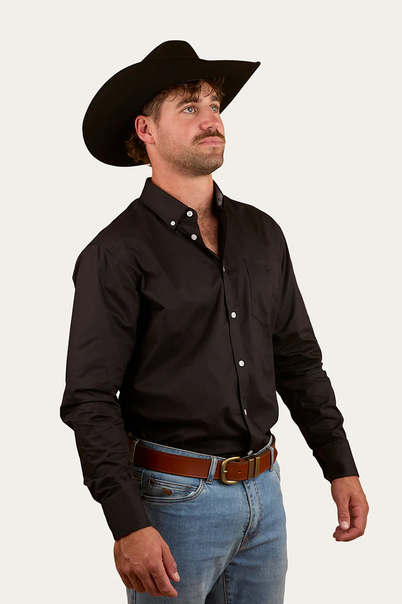 Heritage Mens Plain Dress Shirt  - Black