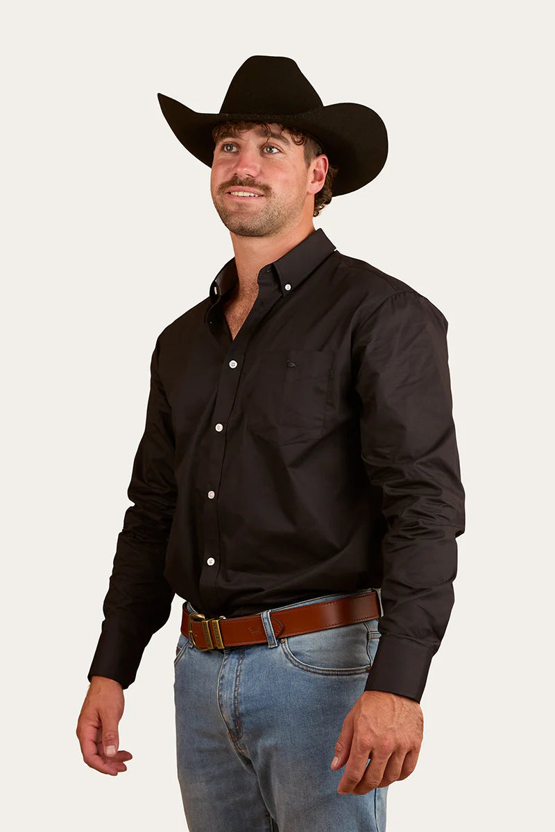 Heritage Mens Plain Dress Shirt  - Black