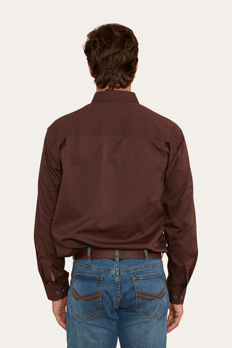King River Mens Full Button Work Shirt - Chocolate