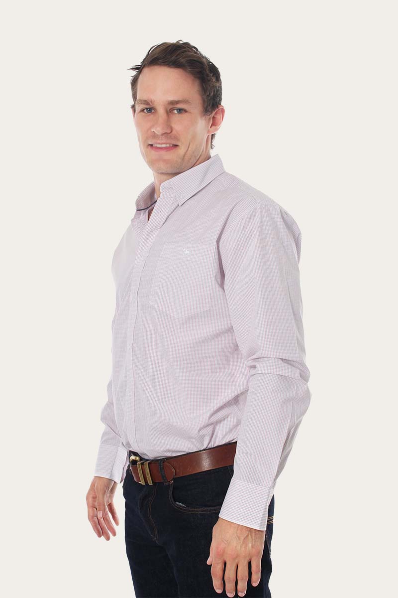 Territory Mens Pin Check Dress Shirt - Red/Blue