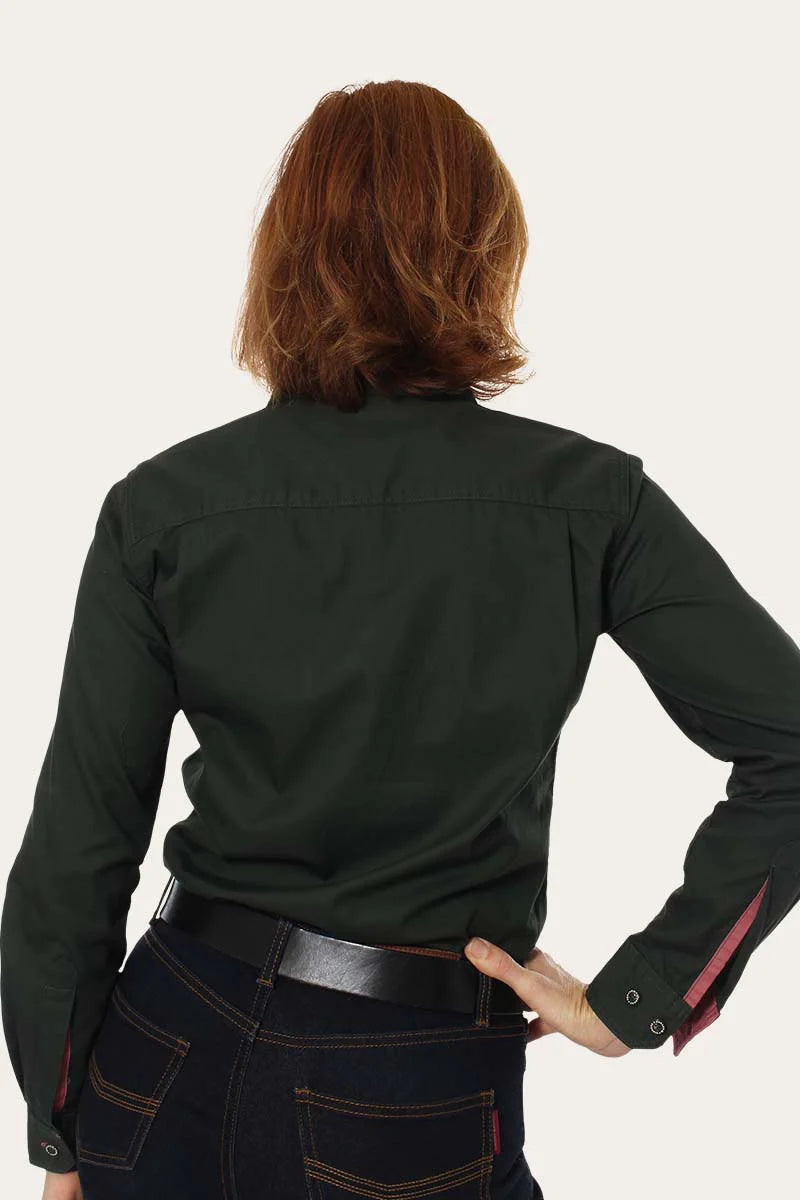 Pentecost River Womens Half Button Work Shirt- Cargo Khaki