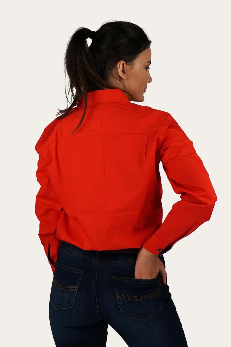 Pentecost River Womens Half Button Work Shirt - Red