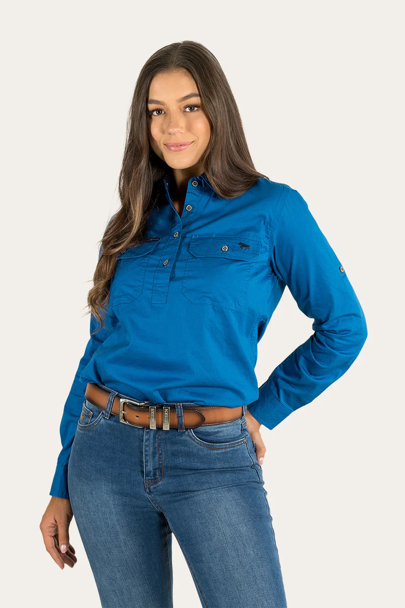 Pentecost River Womens Half Button Work Shirt - Snorkel Blue